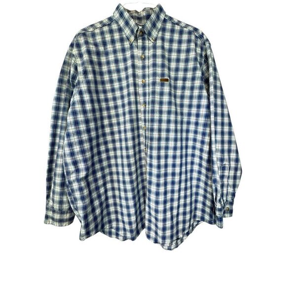 Carhartt Men's Blue White Plaid Button 100% Cotton Down Shirt Size XL - Picture 1 of 8
